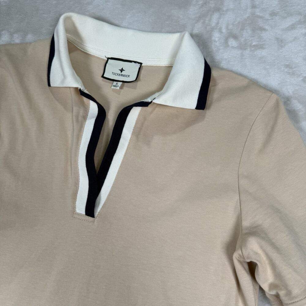 Tuckernuck Hutton Polo Mini Dress Beige Women's Size Small Preppy Pockets - Picture 4 of 10